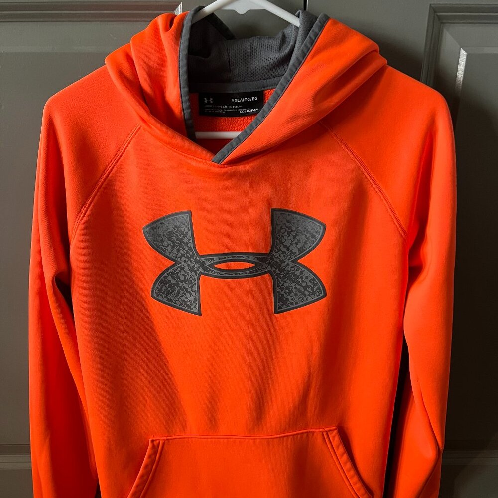 Under Armour Youth XL Orange Fleece Coldgear Hoodie